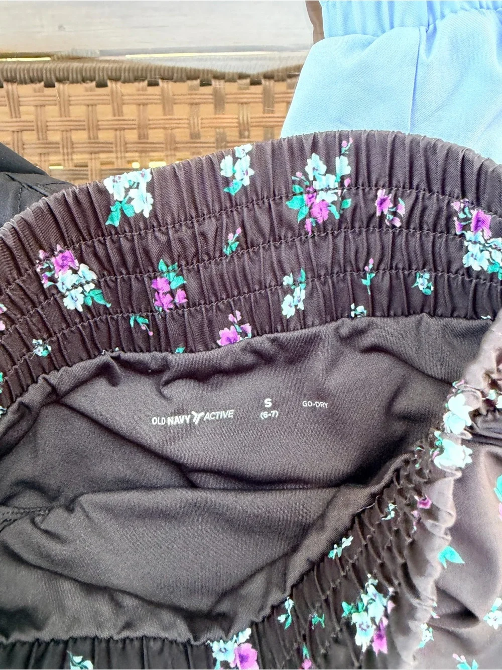 Old Navy Girl’s Running Shorts Pack - Black, Floral, Light Blue Size Small
